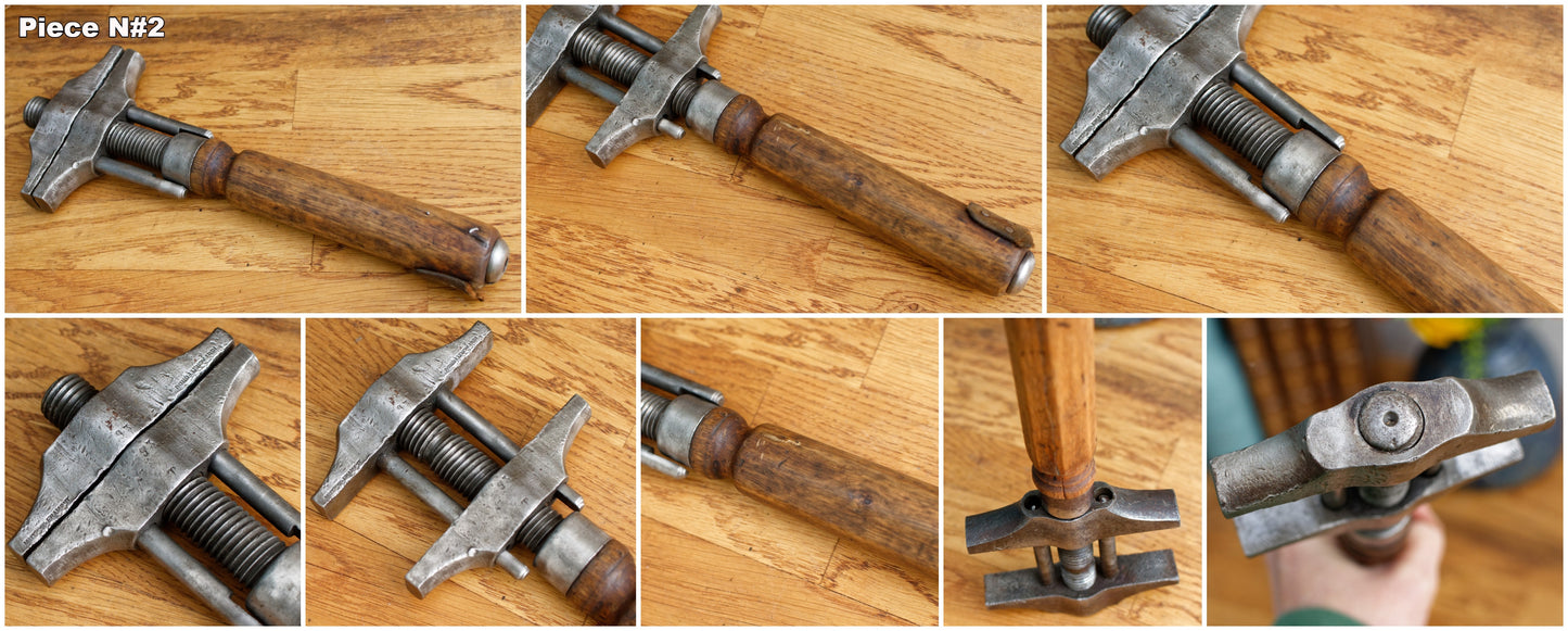 French Antique Borghese Adjustable Double Sided Spanner Wrench Vintage Twist Vice Clamp Monkey Wrench Farmhouse Manual Tool