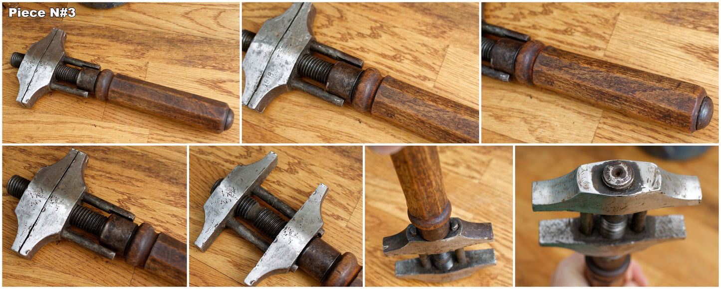 French Antique Borghese Adjustable Double Sided Spanner Wrench Vintage Twist Vice Clamp Monkey Wrench Farmhouse Manual Tool