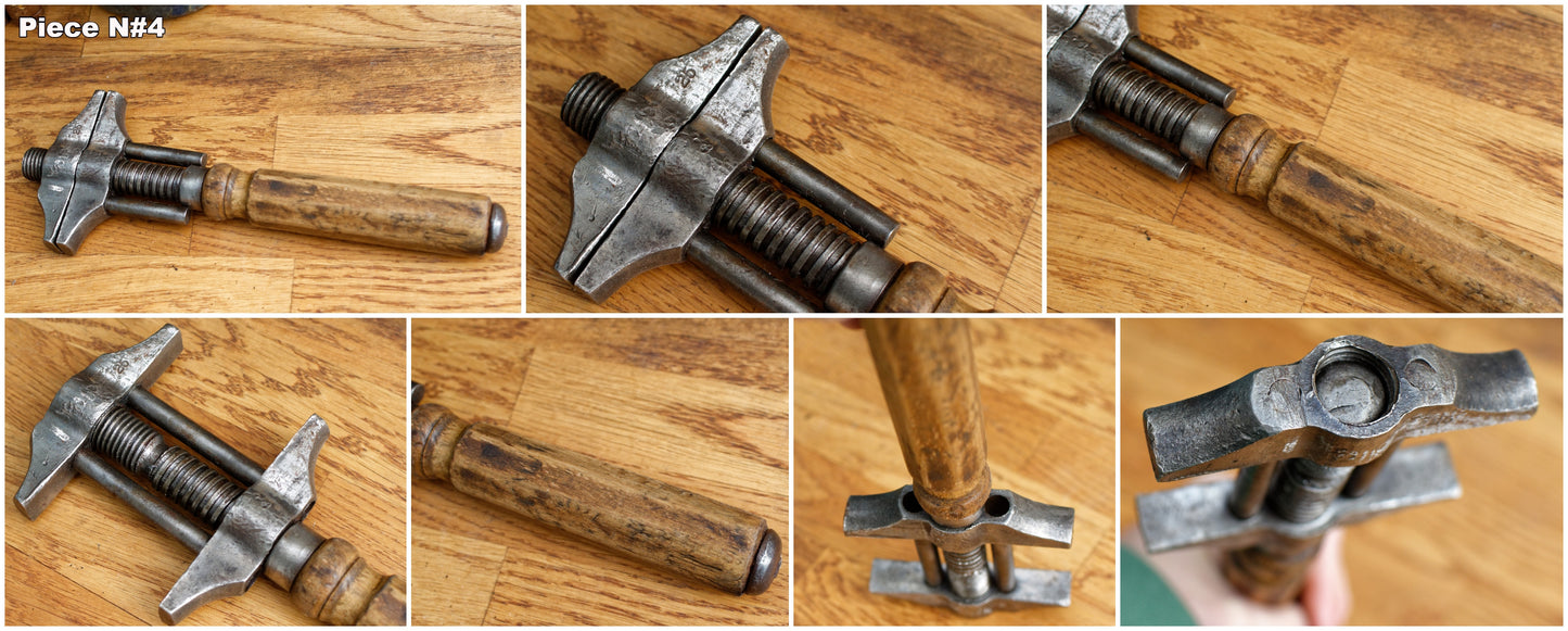 French Antique Borghese Adjustable Double Sided Spanner Wrench Vintage Twist Vice Clamp Monkey Wrench Farmhouse Manual Tool