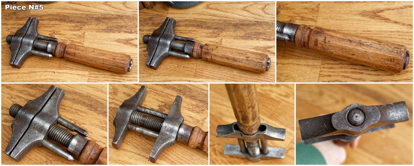 French Antique Borghese Adjustable Double Sided Spanner Wrench Vintage Twist Vice Clamp Monkey Wrench Farmhouse Manual Tool
