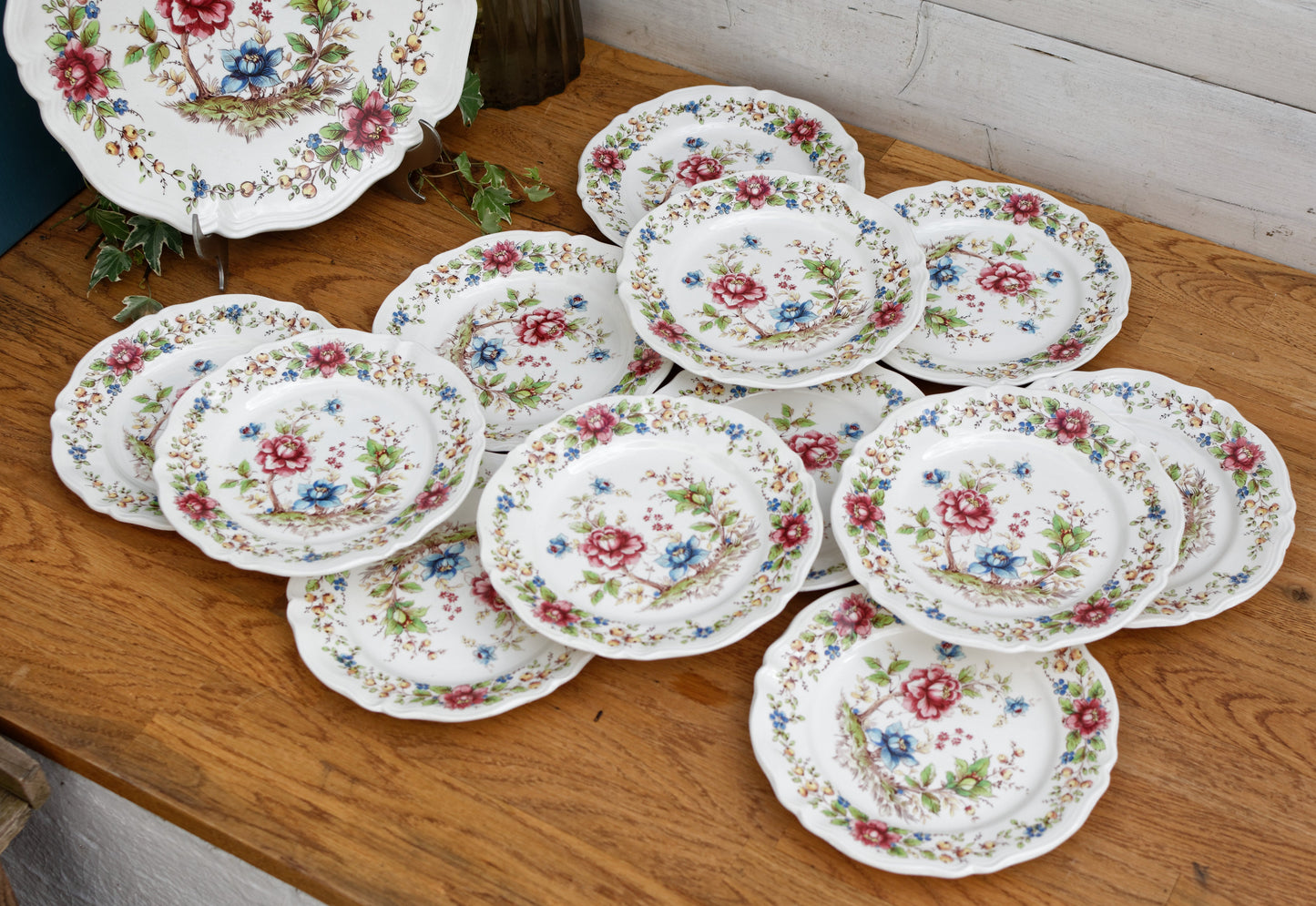 EDEN SARREGUEMINES France Decor Garanti inalterable French Vintage Hand-Painted Ironstone Polychrome Serving Plate Platter or Service Terre de fer en Faience