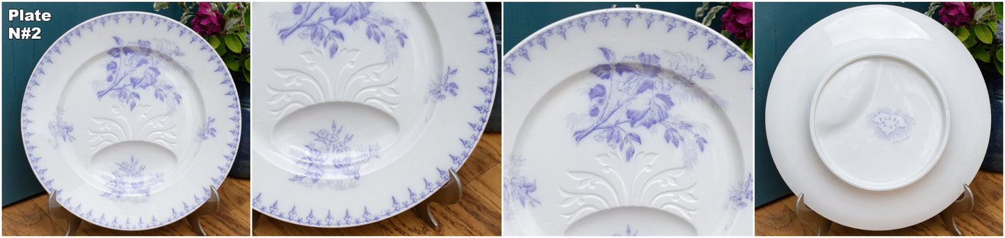 1880s/1900s ~ "Flore" Sarreguemines U&C ~ French Antique Ironstone Lavender Transferware Asparagus Plate ~ Terre de Fer