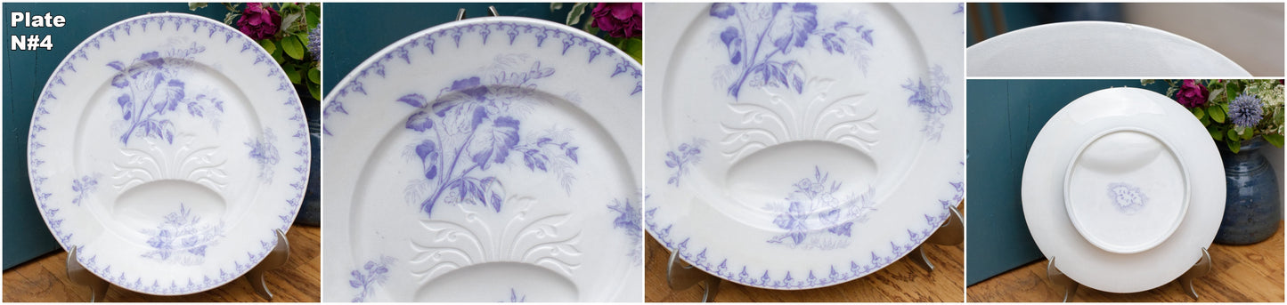 1880s/1900s ~ "Flore" Sarreguemines U&C ~ French Antique Ironstone Lavender Transferware Asparagus Plate ~ Terre de Fer