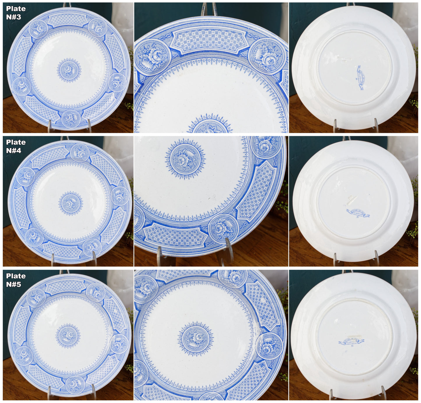 Seul Depot a Paris 17 Rue Drouot Terre de Fer EB French Antique Ironstone Blue Transferware Small Plate Faiencerie Emile Bourgeois