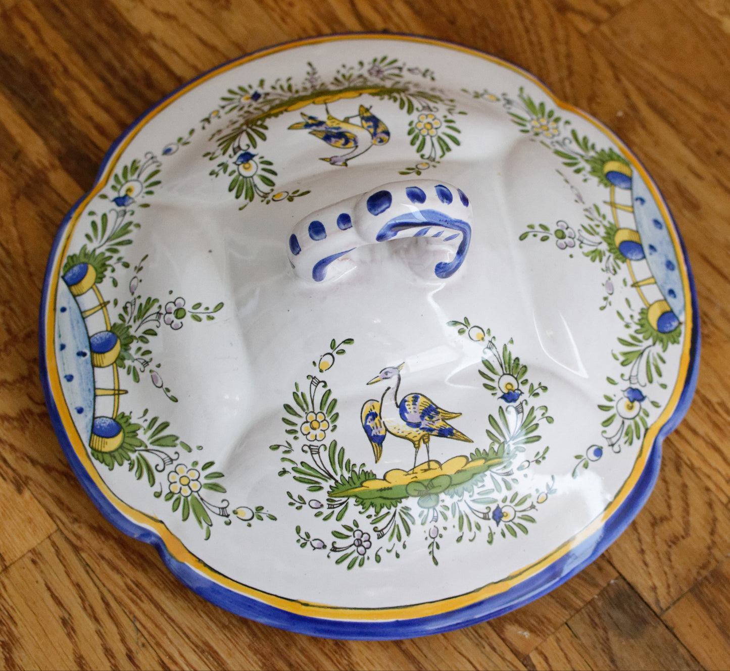 Faiencerie L'Art D'Angouleme Le Renoleau French Vintage Faience Hand-Painted Collectible Earthenware Covered Soup Tureen Soupiere Vegetable Dish Légumière Terre de Fer Faience