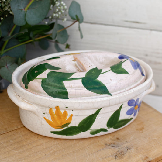 La Bourguignonne French Vintage Oval Foie Gras Lidded Terrine Pot Covered Casserole Stoneware for Pate Made in France