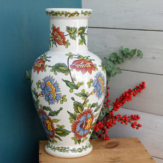 French Vintage Large Ceramic porcelain china Floral Vase Porcelain Floor Vase