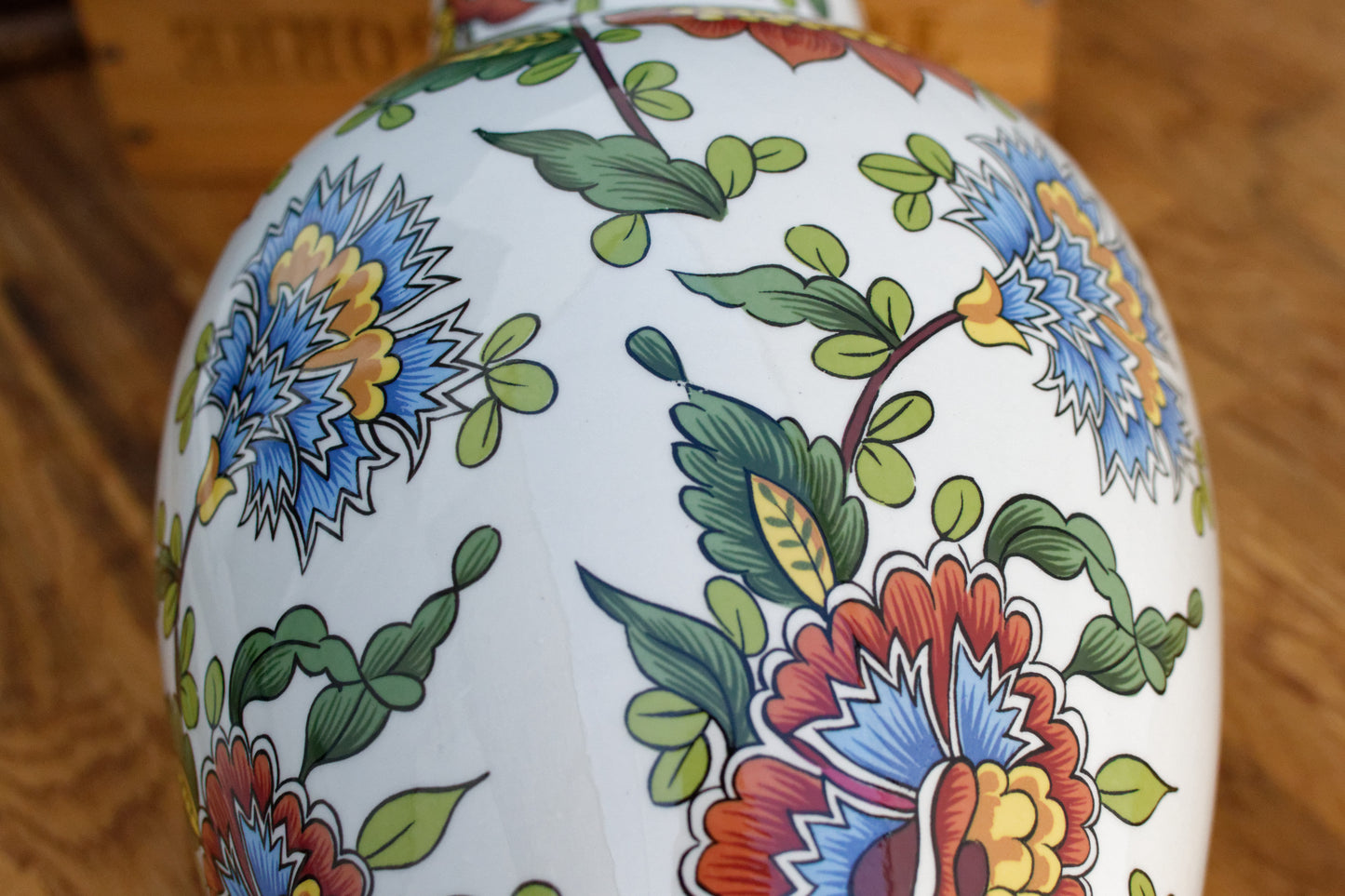 French Vintage Large Ceramic porcelain china Floral Vase Porcelain Floor Vase