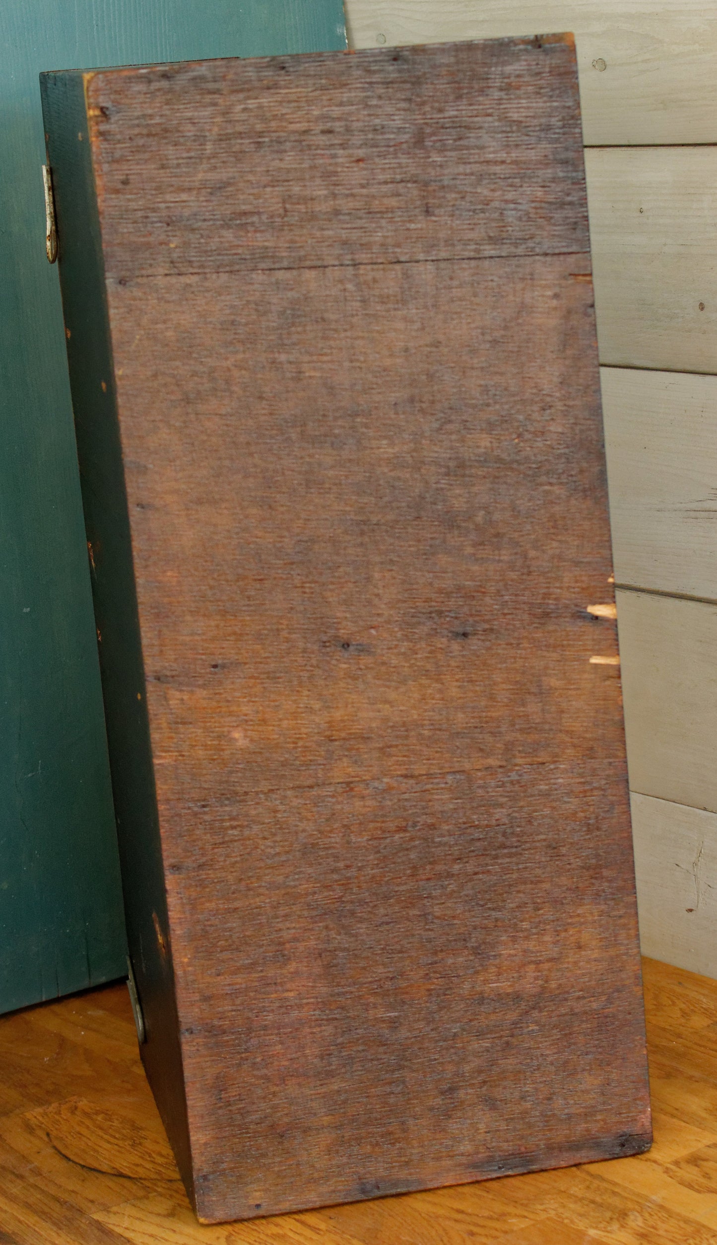 French Antique Wooden Hanging Farm Shelf with Compartments Rustic Farmhouse Crate Box Decor