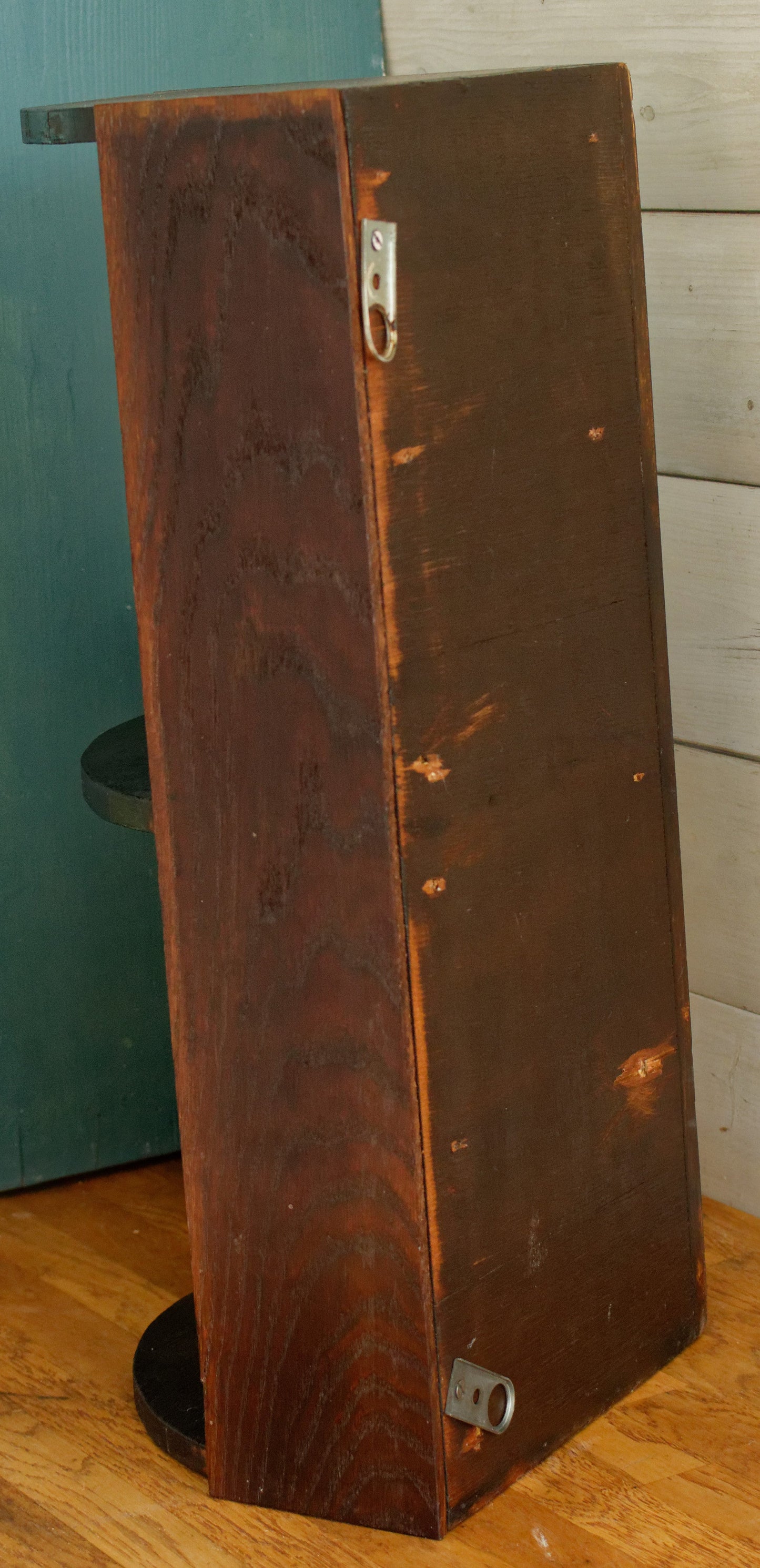 French Antique Wooden Hanging Farm Shelf with Compartments Rustic Farmhouse Crate Box Decor