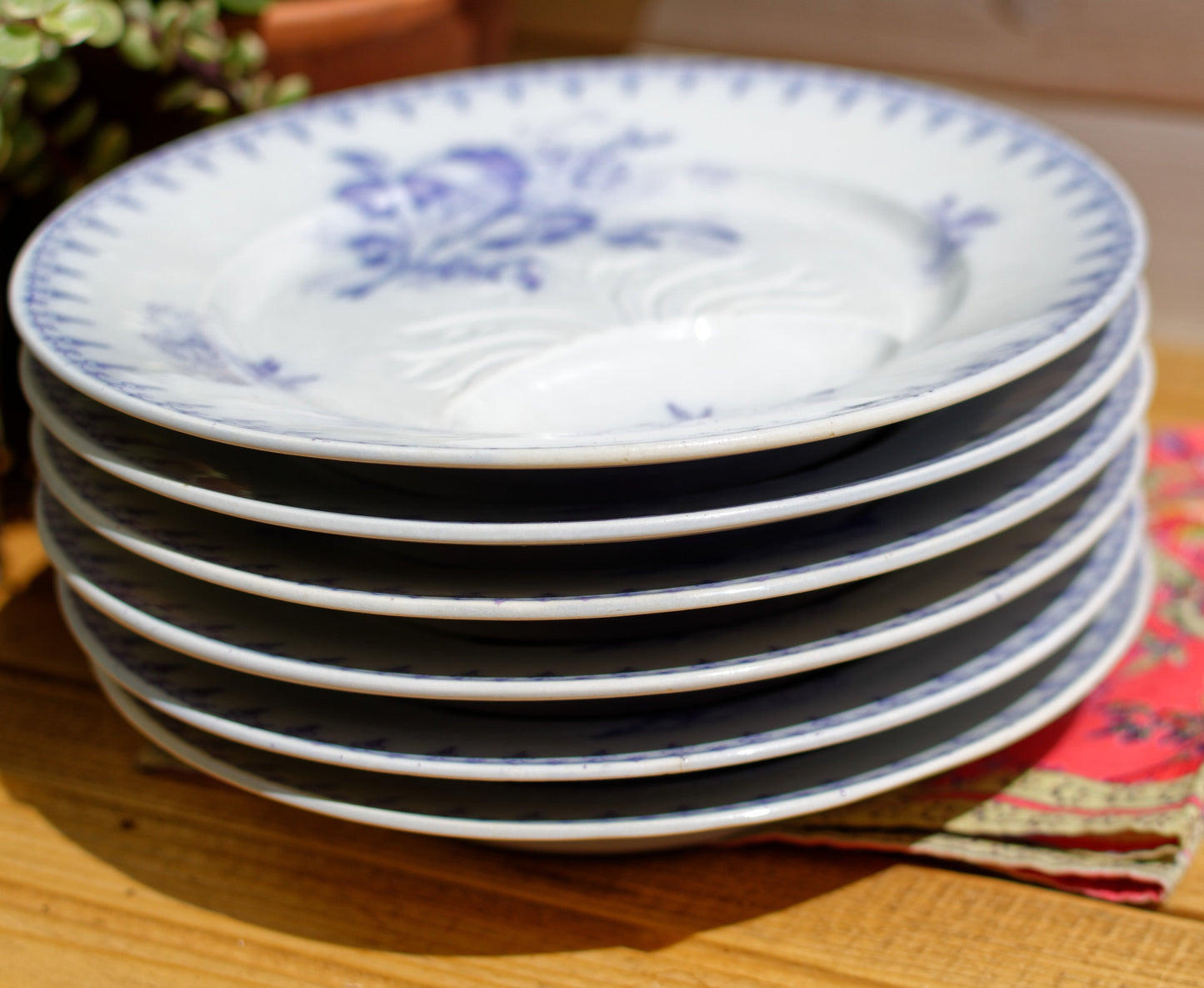 French Asparagus Plate Sarreguemines U&C FLORE Lavender TRANSFERWARE
