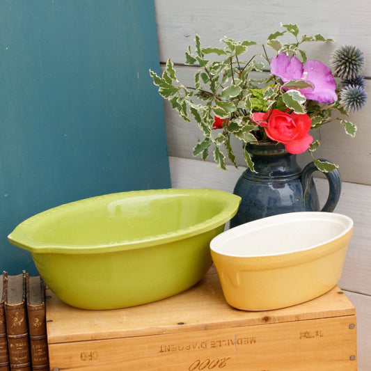 French Vintage Glazed Ceramic Stoneware Oval Casserole Dish Heritage Du Gout Charcuterie a L Ancienne Enameled Sandstone Gratin Pan