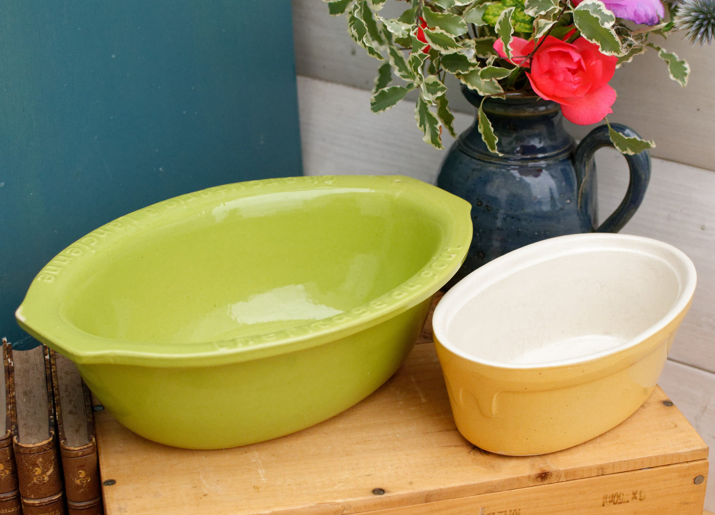 French Vintage Glazed Ceramic Stoneware Oval Casserole Dish Heritage Du Gout Charcuterie a L Ancienne Enameled Sandstone Gratin Pan