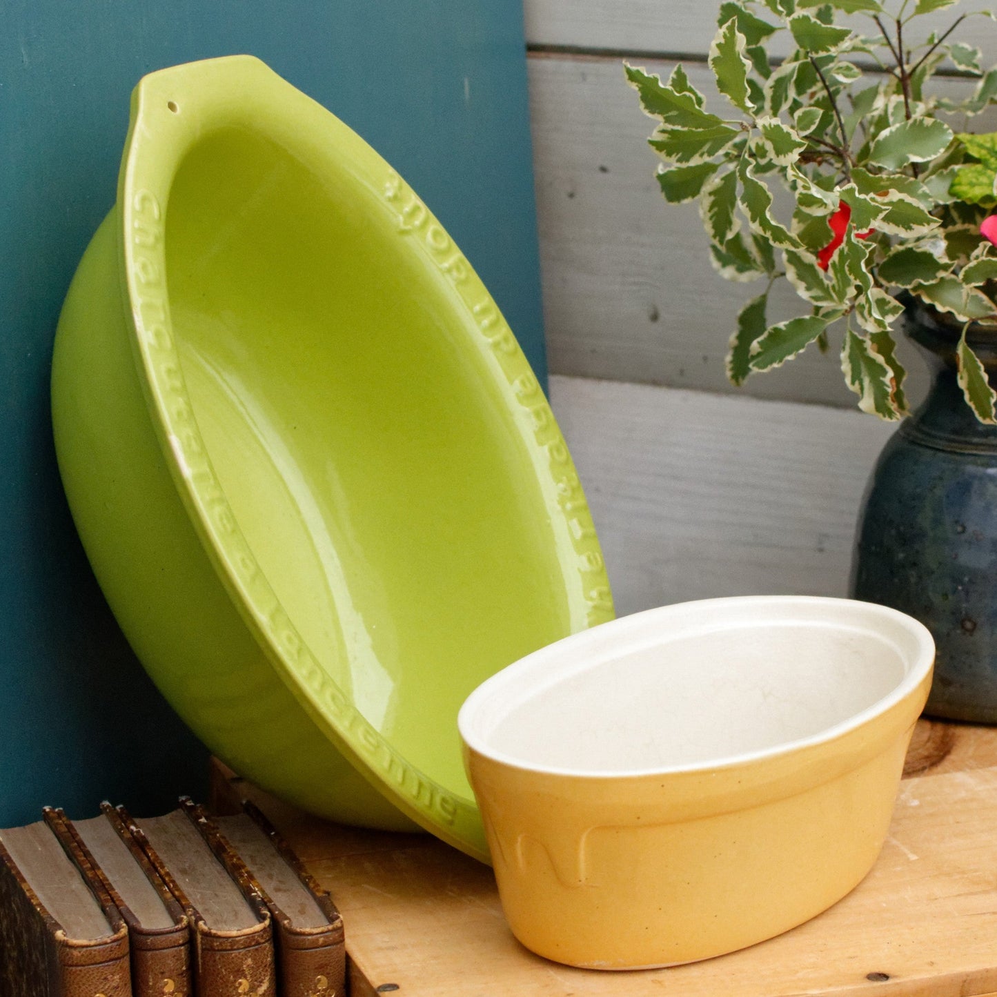 French Vintage Glazed Ceramic Stoneware Oval Casserole Dish Heritage Du Gout Charcuterie a L Ancienne Enameled Sandstone Gratin Pan
