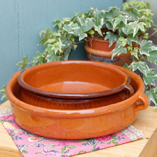 French Vintage Glazed Ceramic Stoneware Casserole Dishes Gratin Pots Terre Cuite