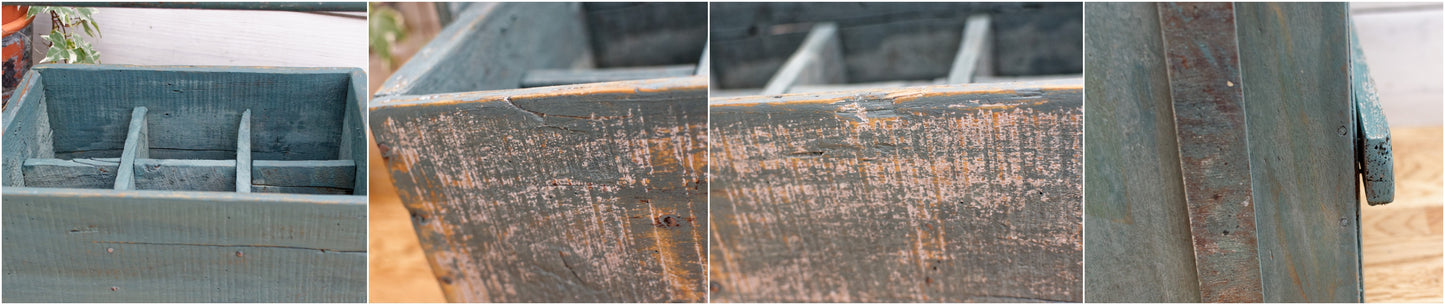 French Vintage Wooden 6 bottle Carrier Restored French Farmhouse