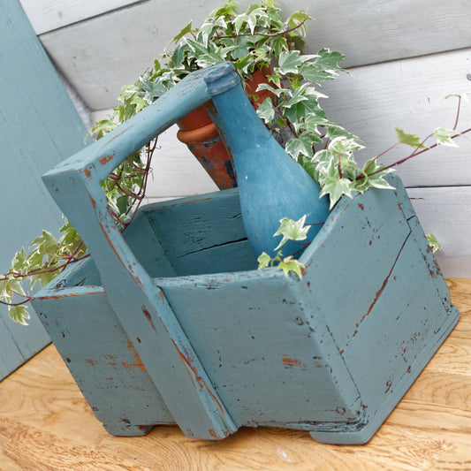 French Vintage Wooden Storage box carrier French Farmhouse Restored