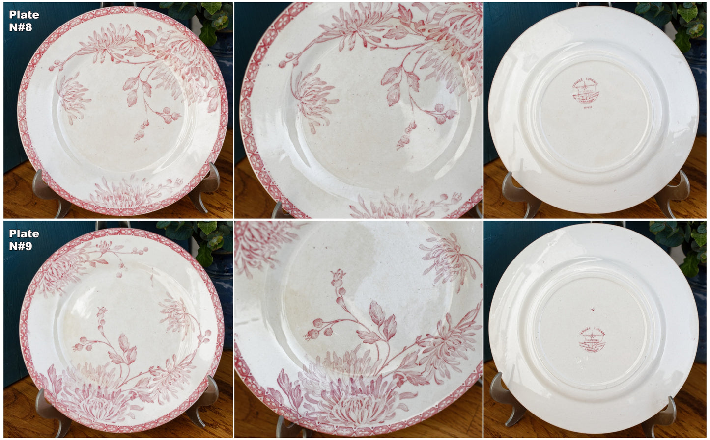 Service Turenne LABRADOR Depose CREIL et MONTEREAU French Antique Ironstone Red Transferware Small Plate Terre de Fer