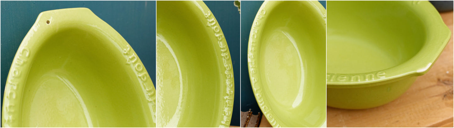 French Vintage Glazed Ceramic Stoneware Oval Casserole Dish Heritage Du Gout Charcuterie a L Ancienne Enameled Sandstone Gratin Pan