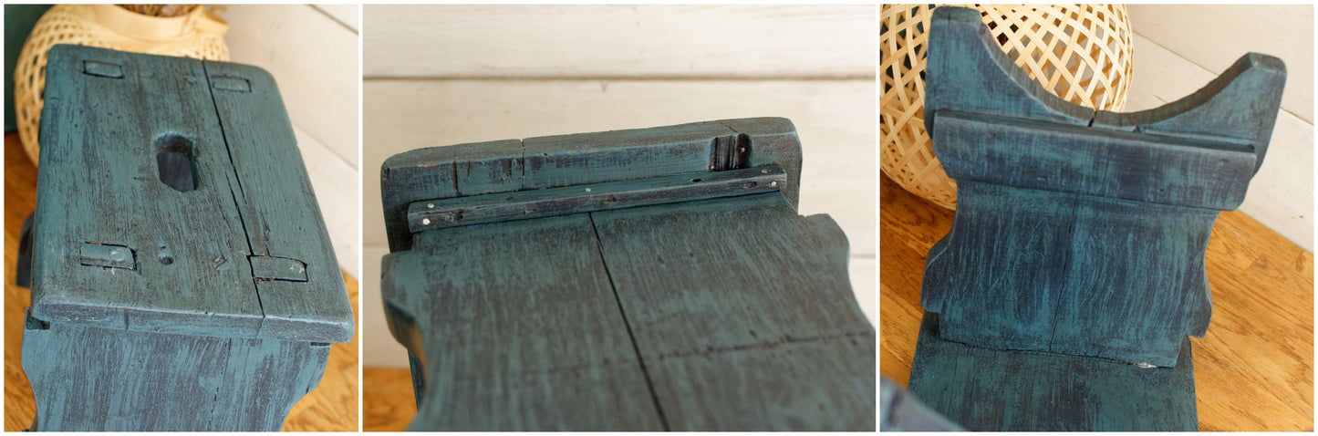 French Vintage Small Wooden Stool Bench Wooden Footstool Stool Decorative Farmhouse Stool Refurbished