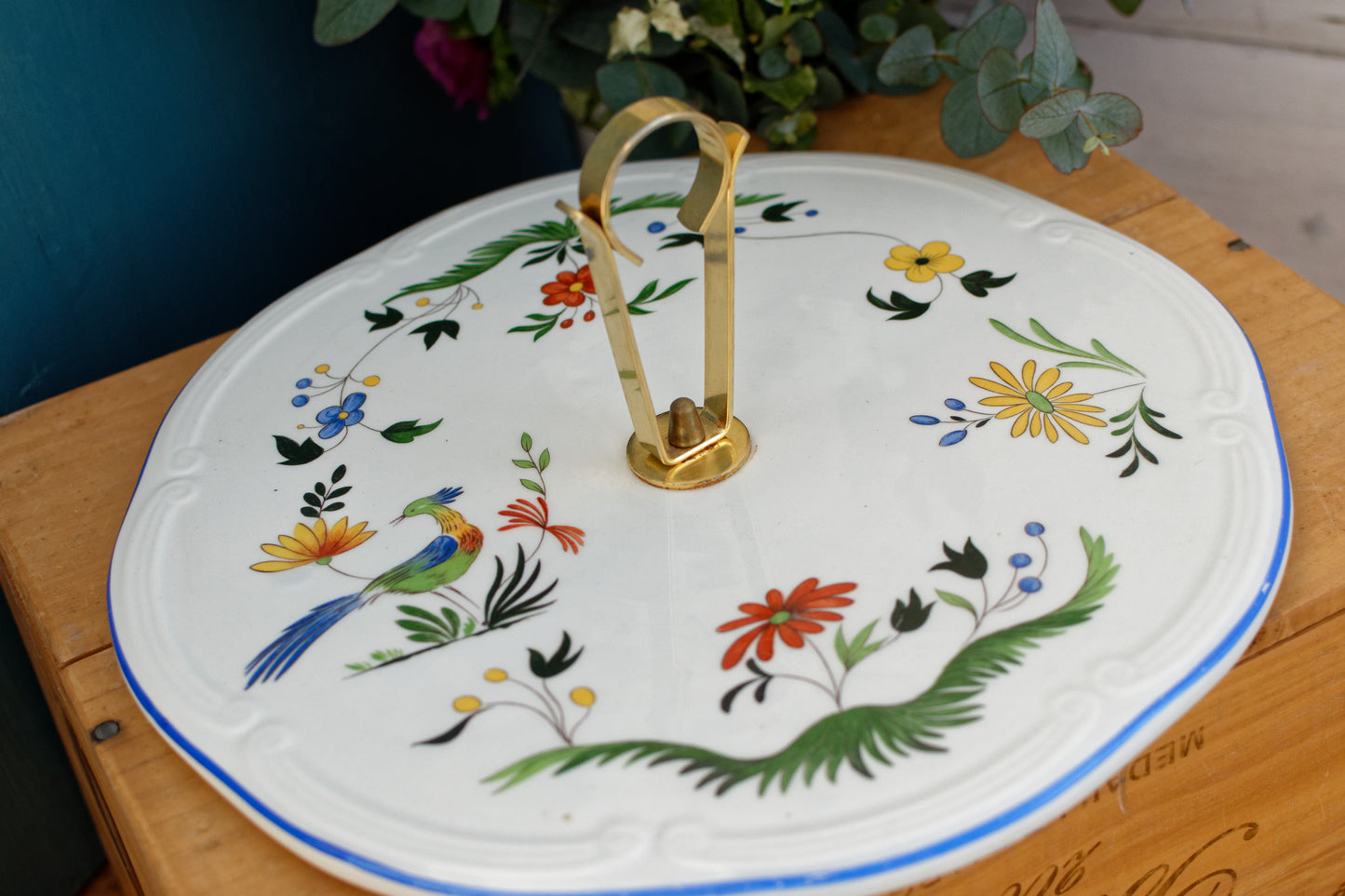 1970s ~ "Oiseau des Paradis" Faiencerie de GIEN ~ French Vintage Ironstone Hand-Painted Porcelain Serving Pieces ~ Terre de Fer