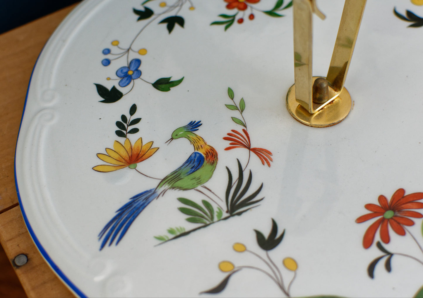 1970s ~ "Oiseau des Paradis" Faiencerie de GIEN ~ French Vintage Ironstone Hand-Painted Porcelain Serving Pieces ~ Terre de Fer