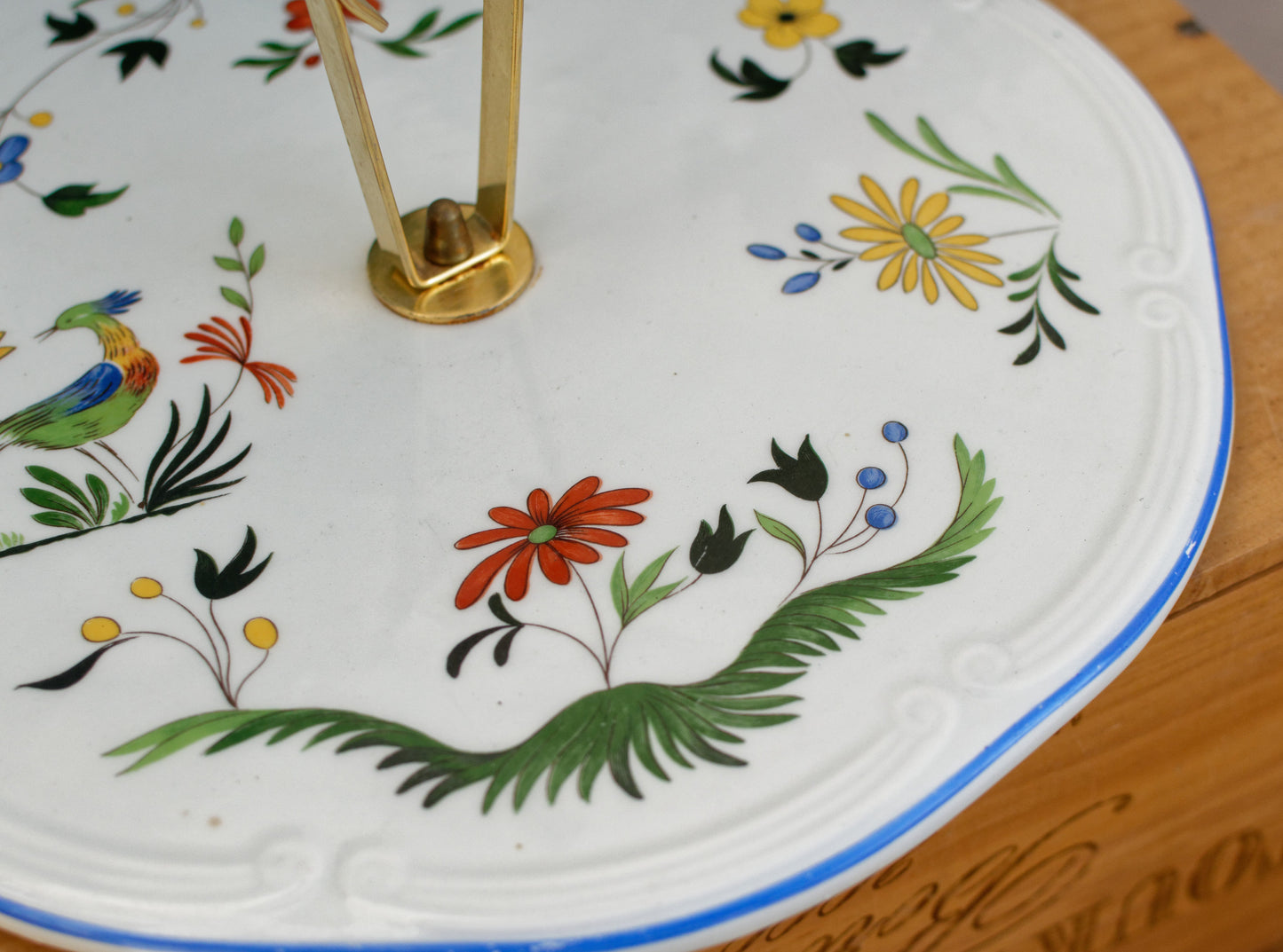 1970s ~ "Oiseau des Paradis" Faiencerie de GIEN ~ French Vintage Ironstone Hand-Painted Porcelain Serving Pieces ~ Terre de Fer