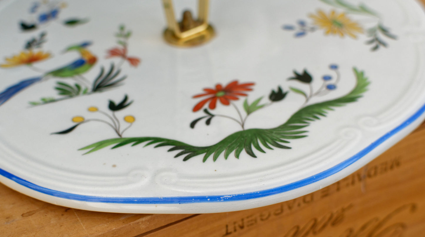 1970s ~ "Oiseau des Paradis" Faiencerie de GIEN ~ French Vintage Ironstone Hand-Painted Porcelain Serving Pieces ~ Terre de Fer