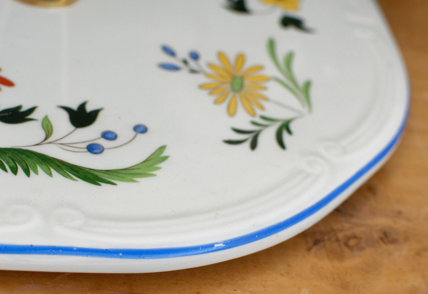 1970s ~ "Oiseau des Paradis" Faiencerie de GIEN ~ French Vintage Ironstone Hand-Painted Porcelain Serving Pieces ~ Terre de Fer