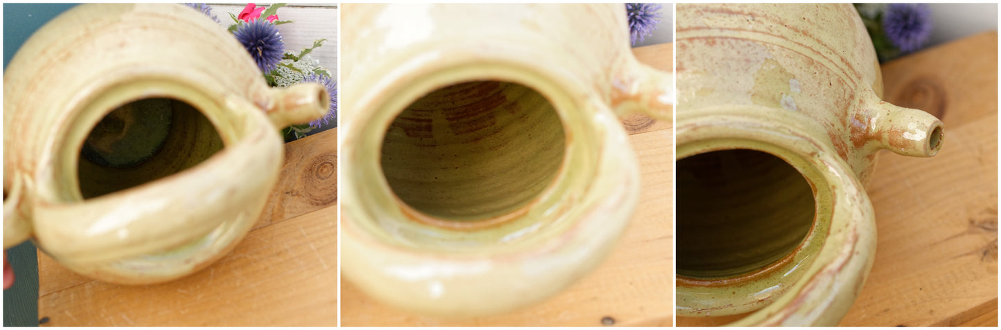 French Vintage Gargoulette ~ Semi Glazed Provencal Mediterranean Style TerraCotta Jug Jarre Cruche