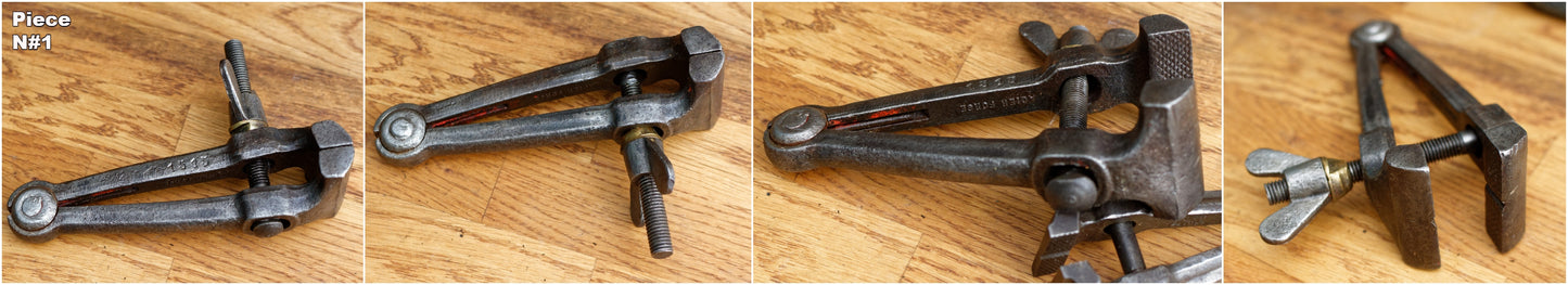 French Antique Small Hand VICE CLAMP FACOM Vintage Forged Steel ACIER FORGE Farmhouse Manual Tool