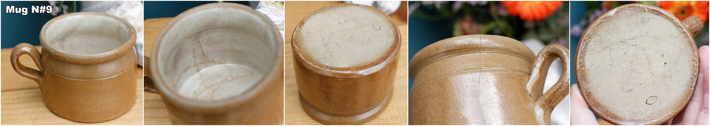 French Vintage Stoneware Clay Mug ~ Potterie en GRES Fait Maison Made in France ~ Glazed Sandstone Stoneware ~ Handmade Rustic Farmhouse Decor