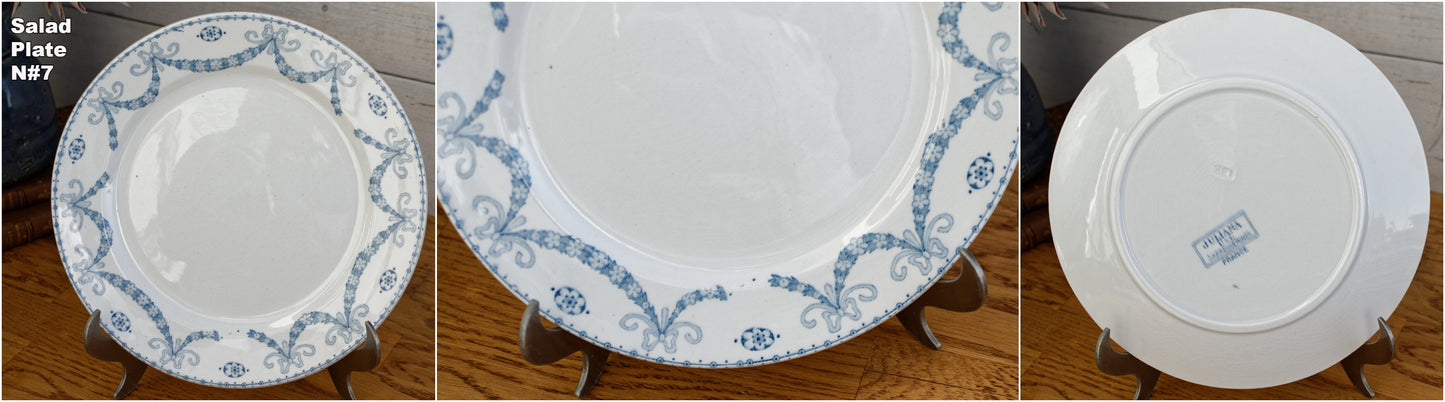 JULIANA motif Sarreguemines U&Cie French Antique Ironstone Blue Transferware Plate Terre de Fer Faience