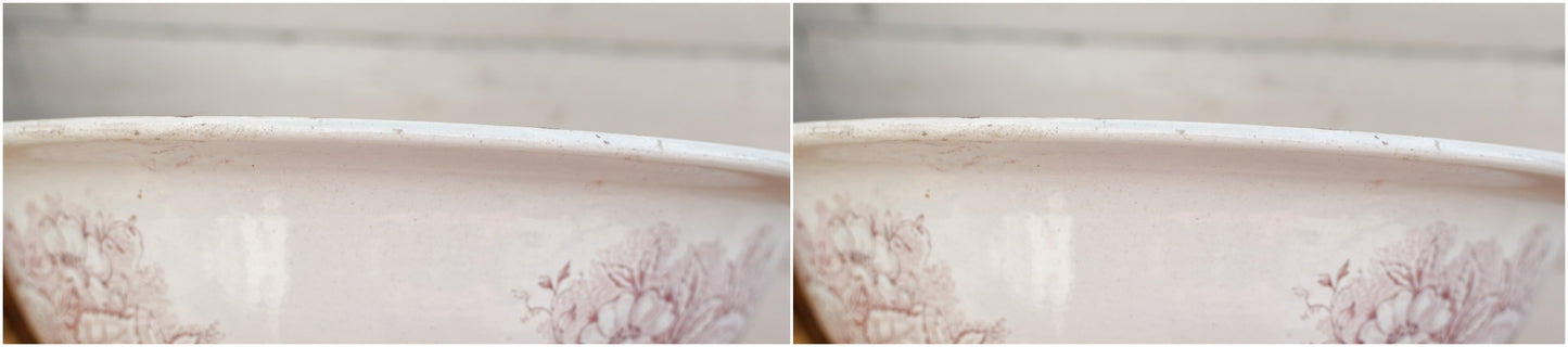 JARDINIERE Faiencerie De Castres Sarreguemines U&C French Antique Collectible Ironstone Red Transferware Bathroom Set Pitcher BROC" & Basin CUVETTE Terre de fer