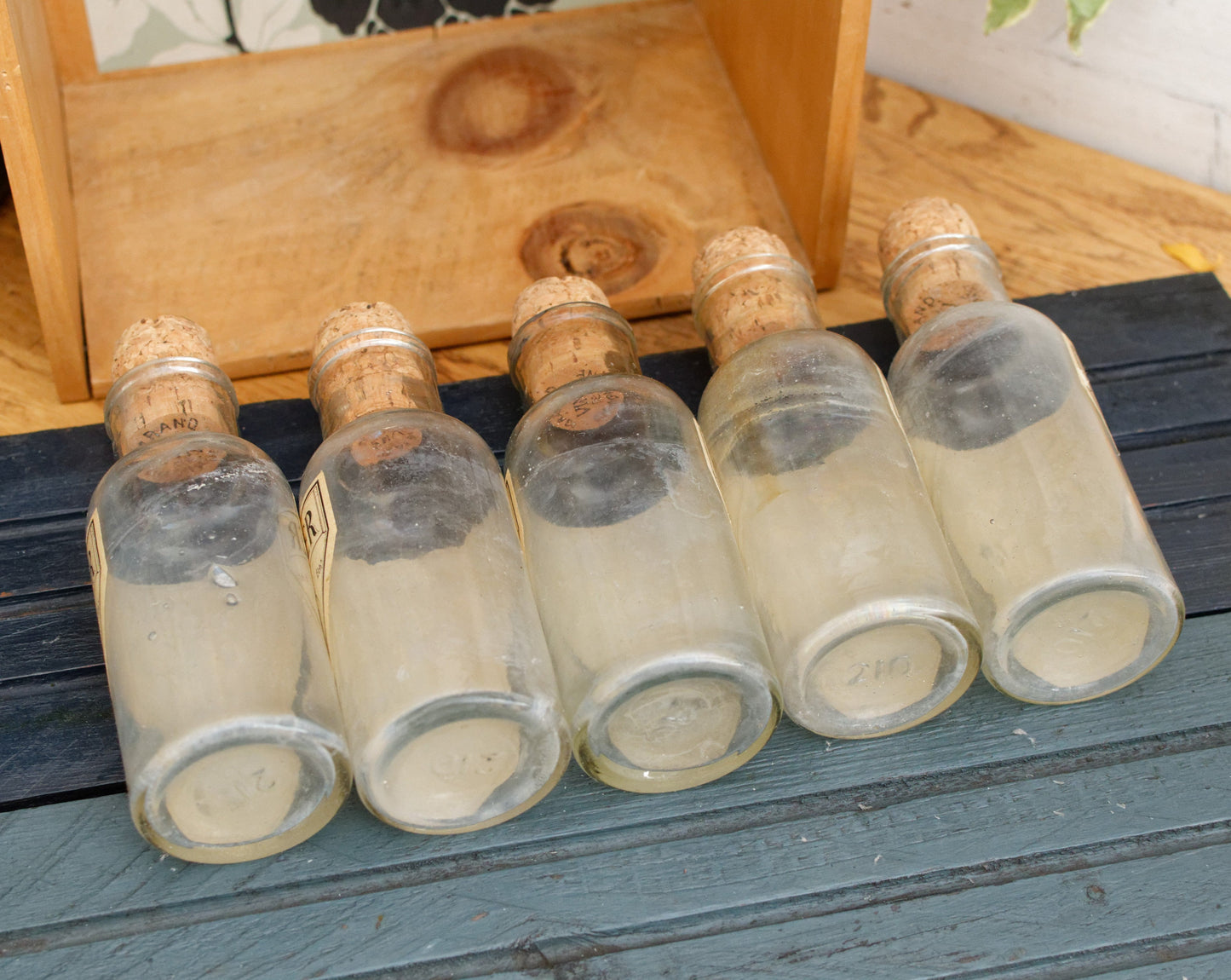 French Vintage Collectible Advertising Glass Bottle Set of 5 Bonneterie LAINE COTONS FILS & SOIES Laines au Tricot Fils Nuance C Pechavit 42 Rue Montesquieu AGEN