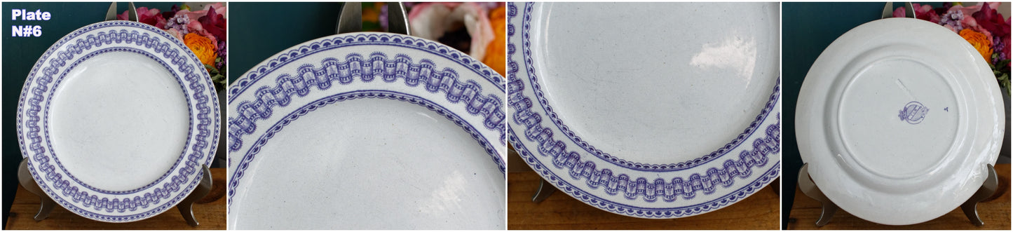 T&B TURIN Antique Ironstone Porcelain Lavender Transferware Salad Plate Terre de Fer en Faience