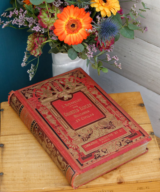 1888 NOS GRANDES ECOLES MILITAIRE et CIVILES by Louis Rousselet HACHETTE et Cie French Antique Collectible First Edition Illustrated Polychrome Hardcover Book Novel Gilded Cartonnage Livre