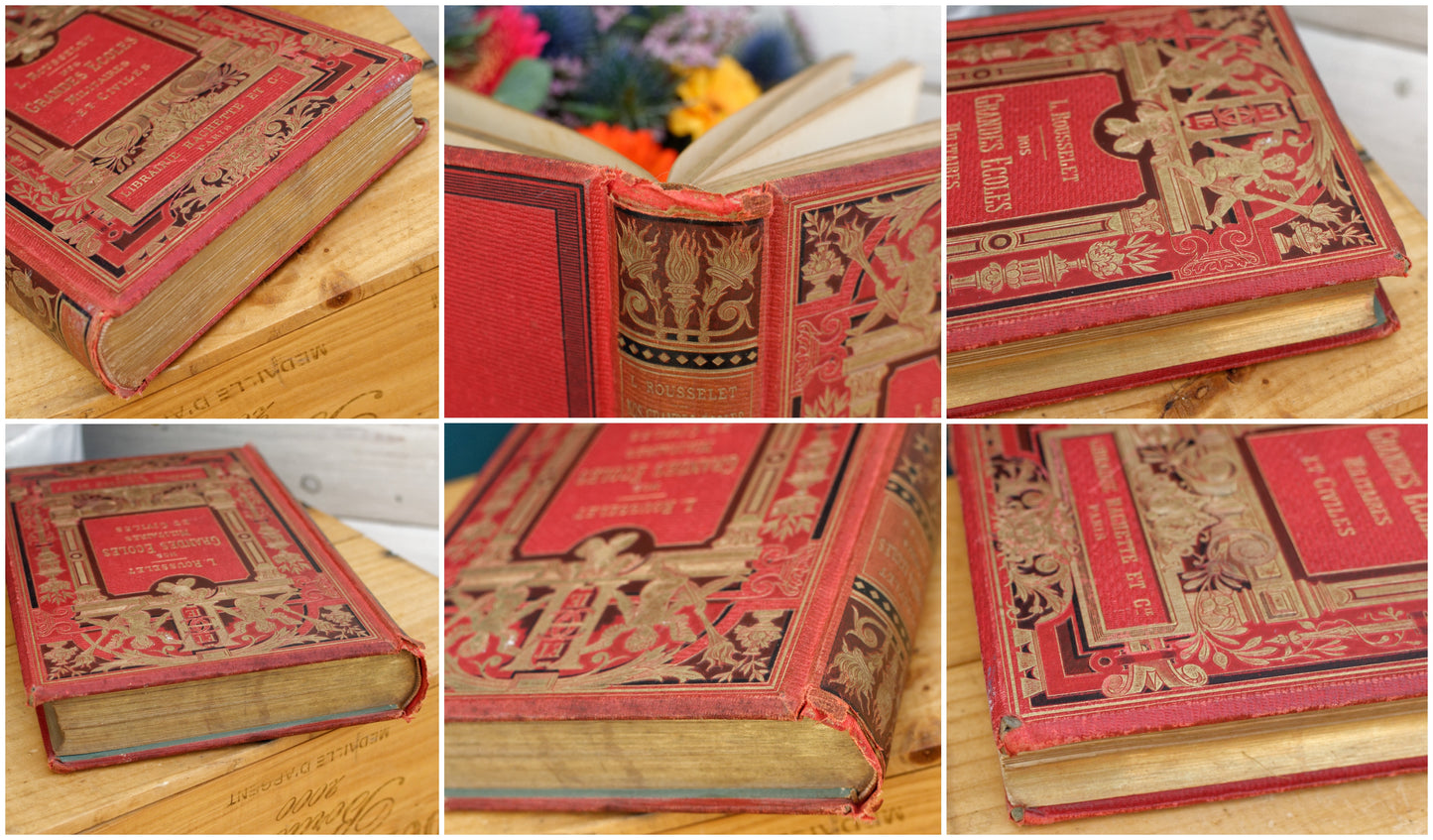 1888 NOS GRANDES ECOLES MILITAIRE et CIVILES by Louis Rousselet HACHETTE et Cie French Antique Collectible First Edition Illustrated Polychrome Hardcover Book Novel Gilded Cartonnage Livre
