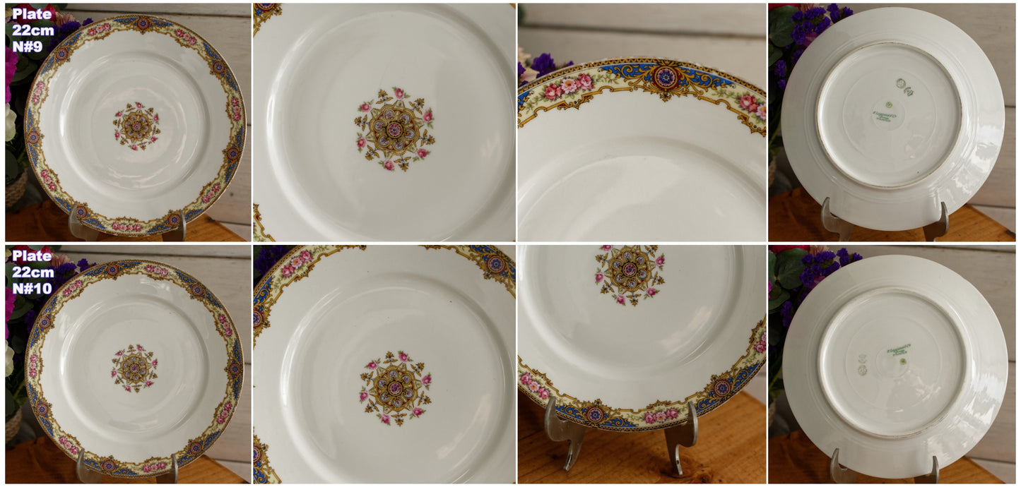 1920s F. Legrand & Cie LIMOGES France French Antique Fine Porcelain Plate "Assiette" 20 & 22 cm