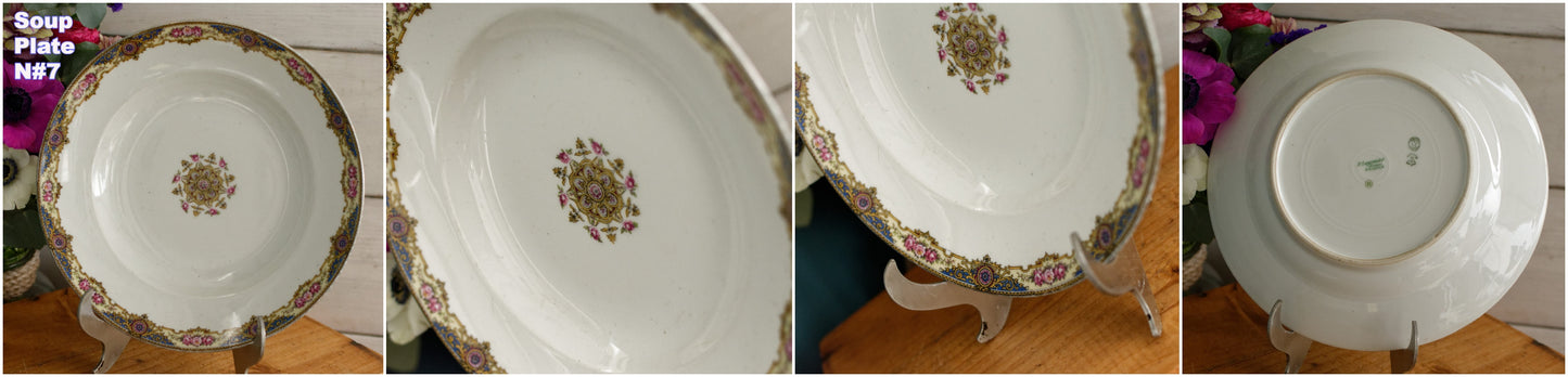 1920s F. Legrand & Cie LIMOGES France French Antique Fine Porcelain Soup Plate "Assiette Creuse"