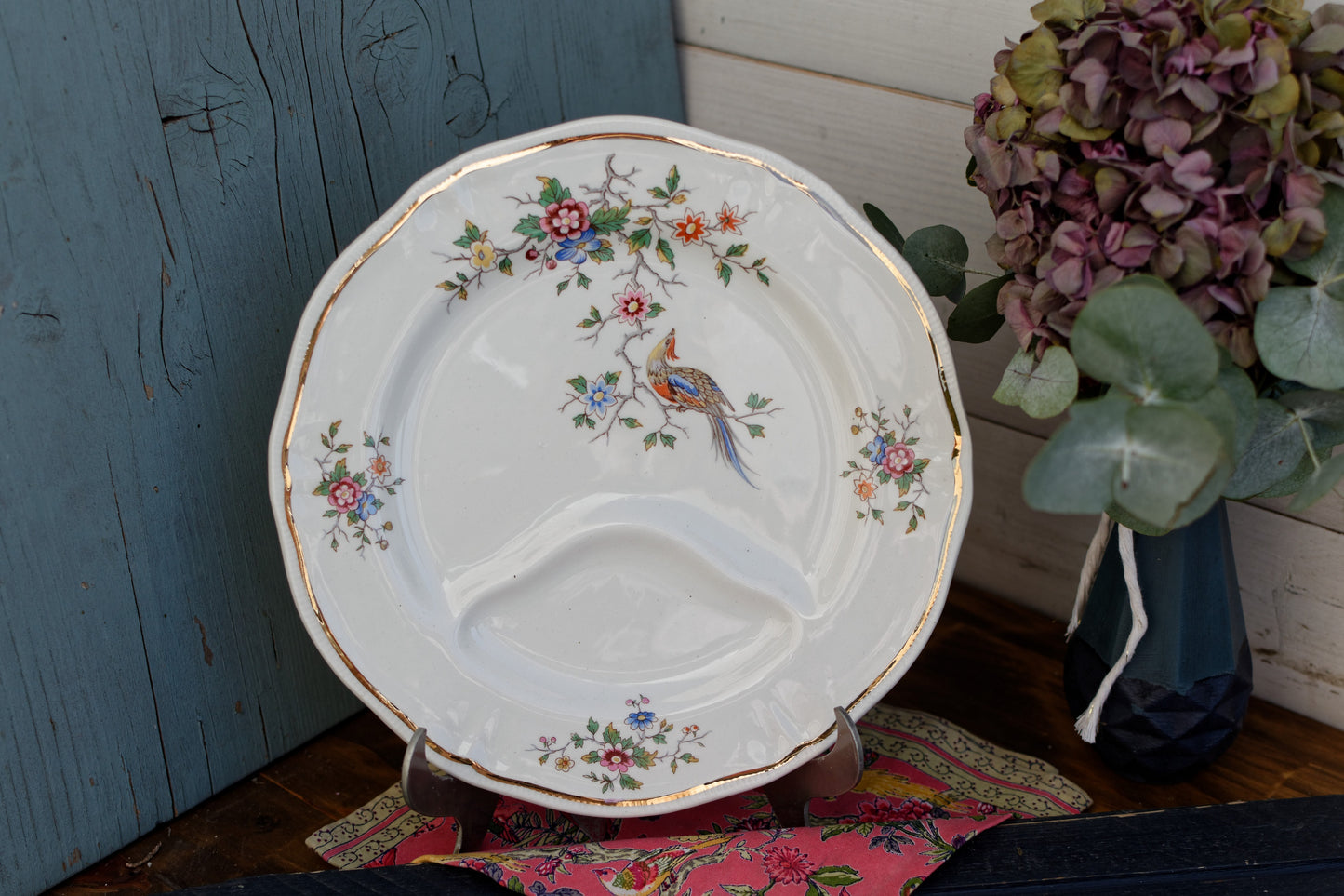 1960s ~ LONGCHAMP ~ France ~ French Vintage Ironstone Floral Asparagus Plate ~ Terre de Fer
