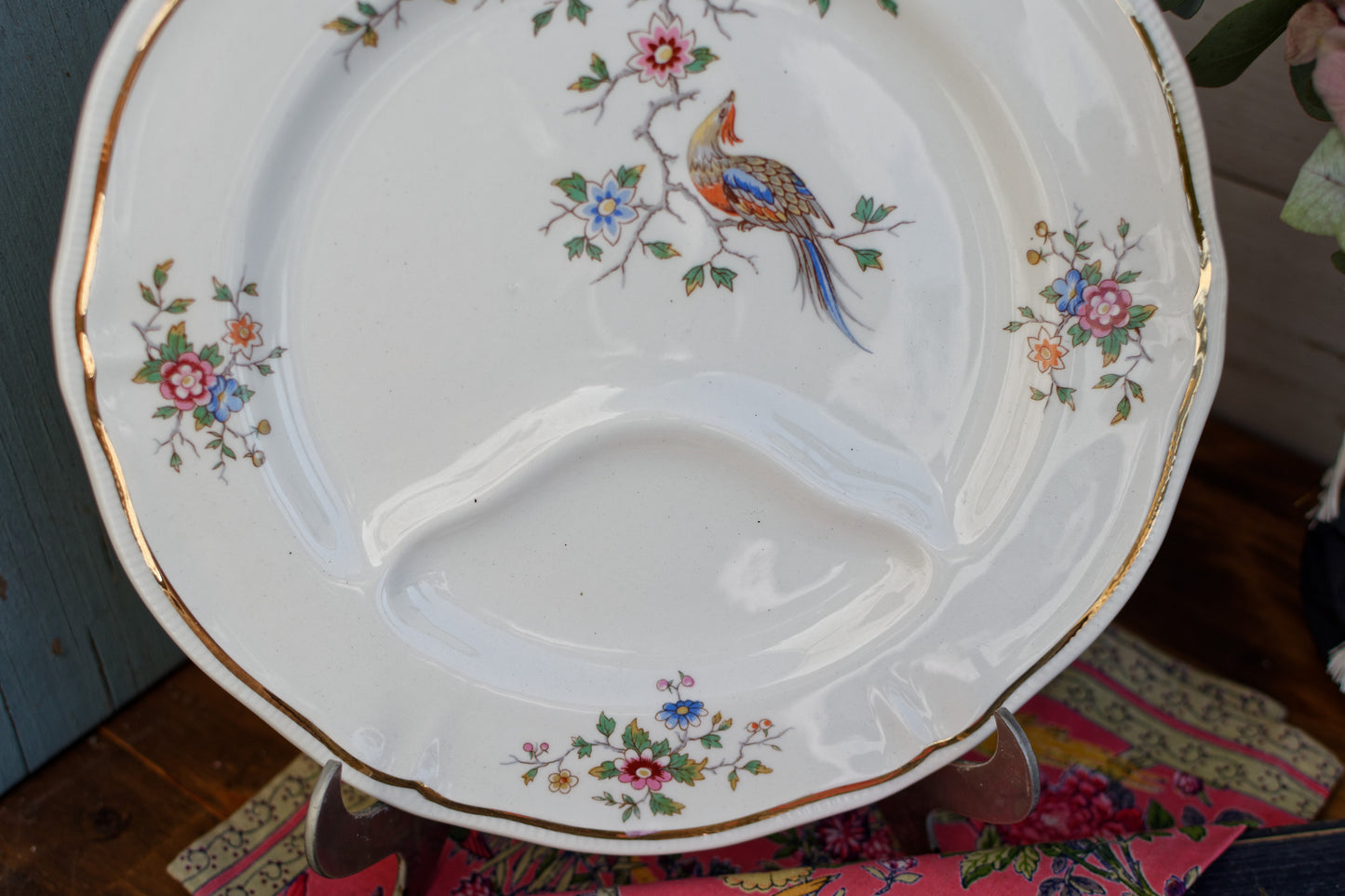 1960s ~ LONGCHAMP ~ France ~ French Vintage Ironstone Floral Asparagus Plate ~ Terre de Fer