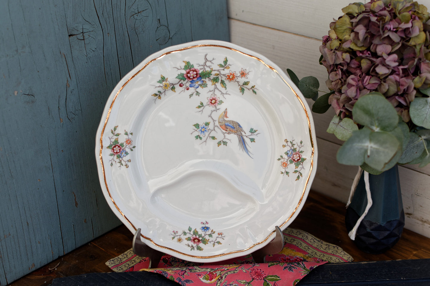 1960s ~ LONGCHAMP ~ France ~ French Vintage Ironstone Floral Asparagus Plate ~ Terre de Fer