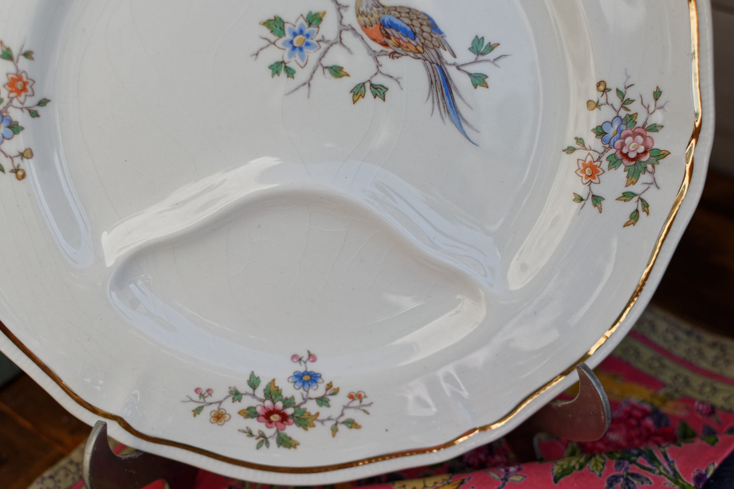 1960s ~ LONGCHAMP ~ France ~ French Vintage Ironstone Floral Asparagus Plate ~ Terre de Fer