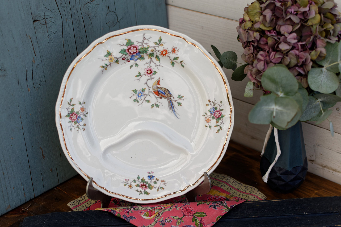 1960s ~ LONGCHAMP ~ France ~ French Vintage Ironstone Floral Asparagus Plate ~ Terre de Fer