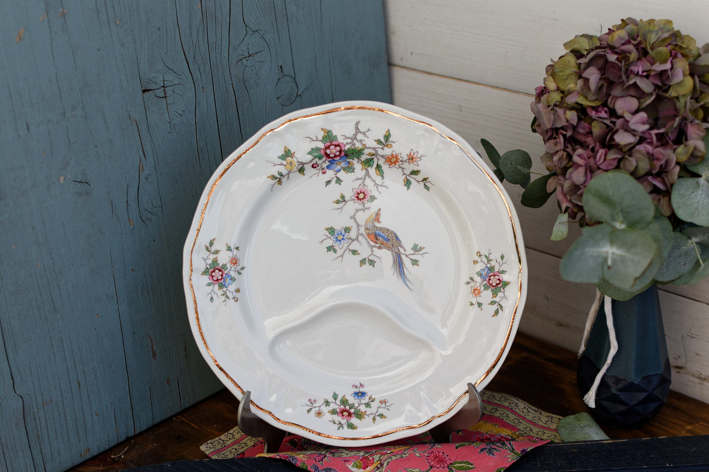 1960s ~ LONGCHAMP ~ France ~ French Vintage Ironstone Floral Asparagus Plate ~ Terre de Fer