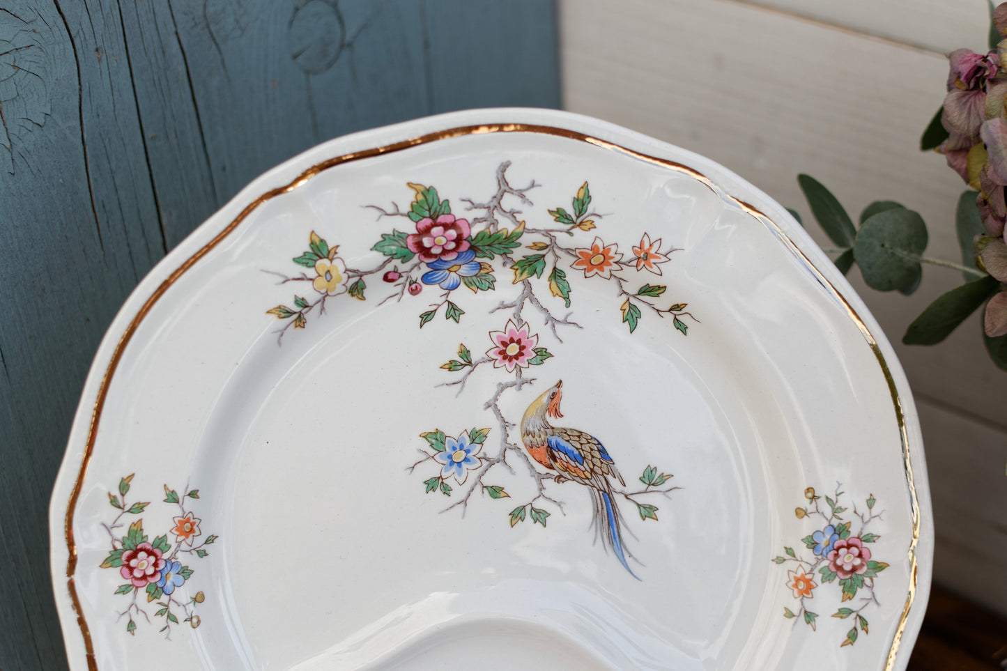 1960s ~ LONGCHAMP ~ France ~ French Vintage Ironstone Floral Asparagus Plate ~ Terre de Fer