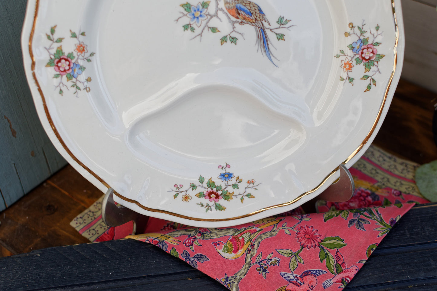 1960s ~ LONGCHAMP ~ France ~ French Vintage Ironstone Floral Asparagus Plate ~ Terre de Fer