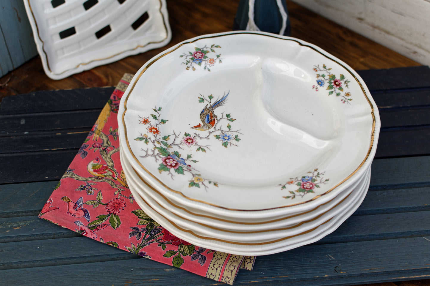 1960s ~ LONGCHAMP ~ France ~ French Vintage Ironstone Floral Asparagus Plate ~ Terre de Fer
