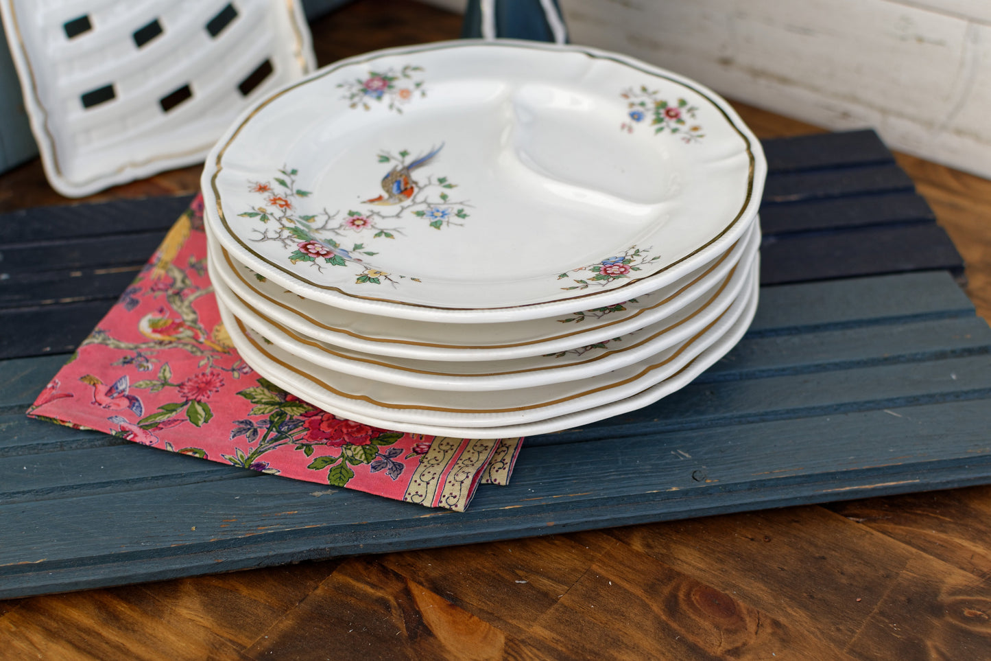1960s ~ LONGCHAMP ~ France ~ French Vintage Ironstone Floral Asparagus Plate ~ Terre de Fer